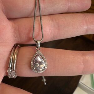Pear halo necklace